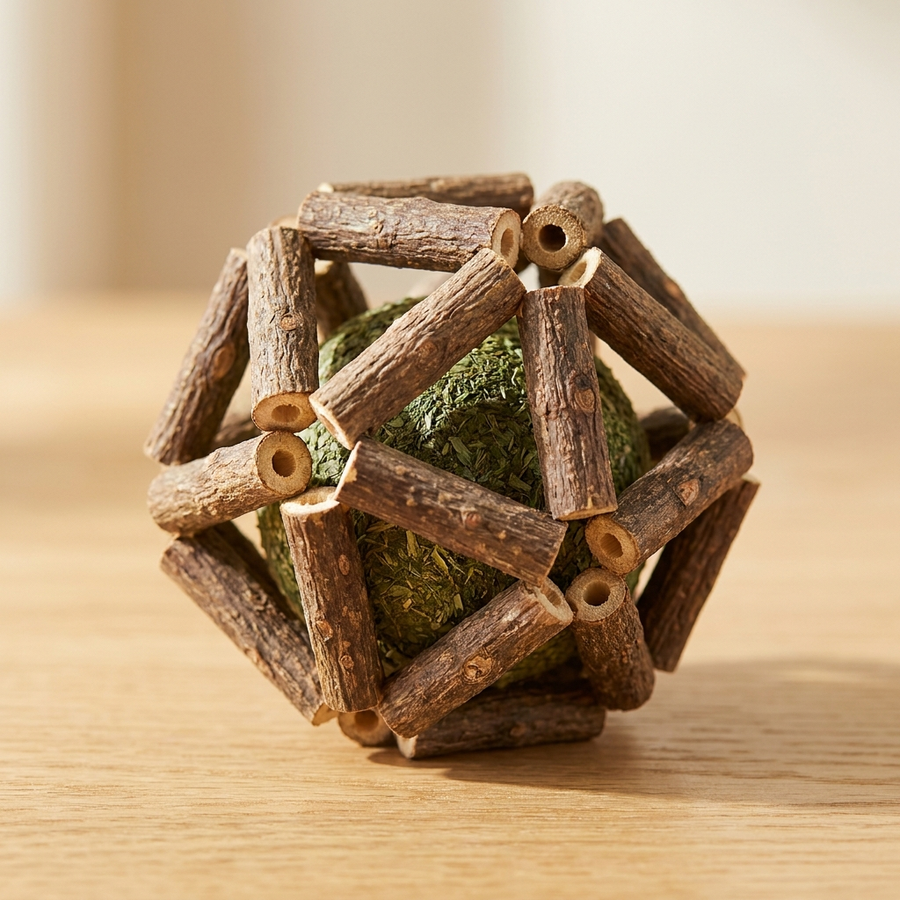 Détail de la balle matatabi Felivine - cage en bois naturel et cataire